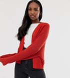 Asos Design Tall Mixed Rib Cardigan In Recycled Blend-red