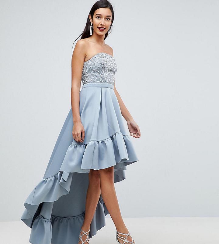 Asos Tall Red Carpet Scuba Dip Back Midi Dress - Gray