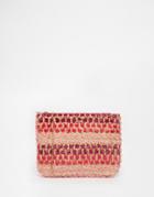 Nali Raffia Clutch Bag With Optional Shoulder Strap - Fuschia