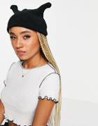 Asos Design Pointed Rib Beanie In Black