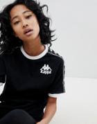 Kappa Ringer T-shirt With Chest Logo And Taping - Black