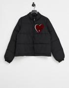 Love Moschino Heart Logo Quilted Jacket In Black