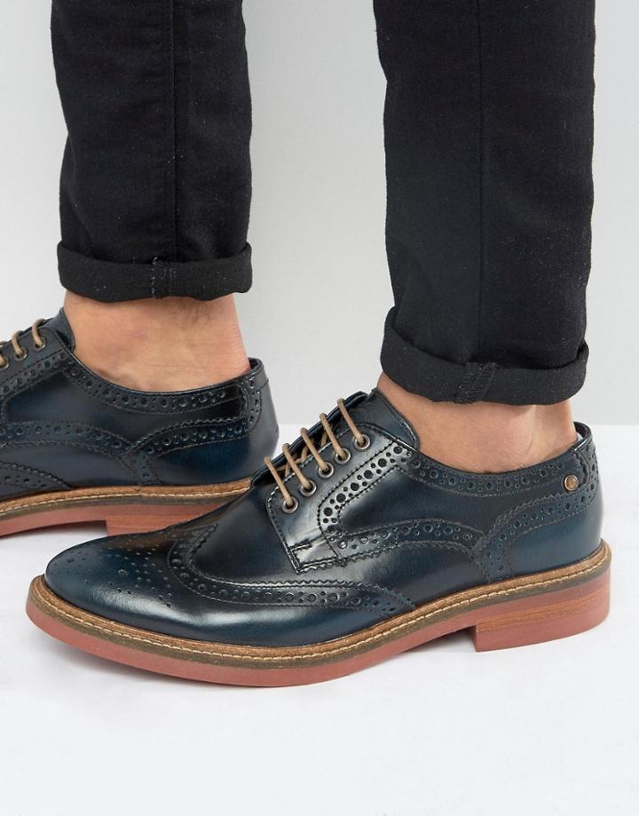 Base London Woburn Hi-shine Leather Brogues - Navy