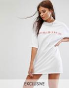 Missguided 'fashion Stole My Soul' T-shirt Dress - White