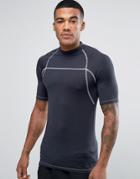 Asos Rash Tank With Uv Protection In Black With Rubber Triangle Patch