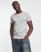 French Connection Multi Ringer T-shirt In Light Gray