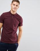 Asos Pique Polo With Button Down Collar In Red - Red