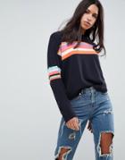 Asos Sweater With Crew Neck In Color Block Multi Stripe - Multi