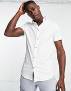 River Island Embroidered Muscle Fit Shirt In White