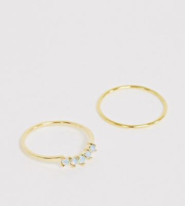 Kingsley Ryan Sterling Silver Gold Plated Opal Stacking Rings