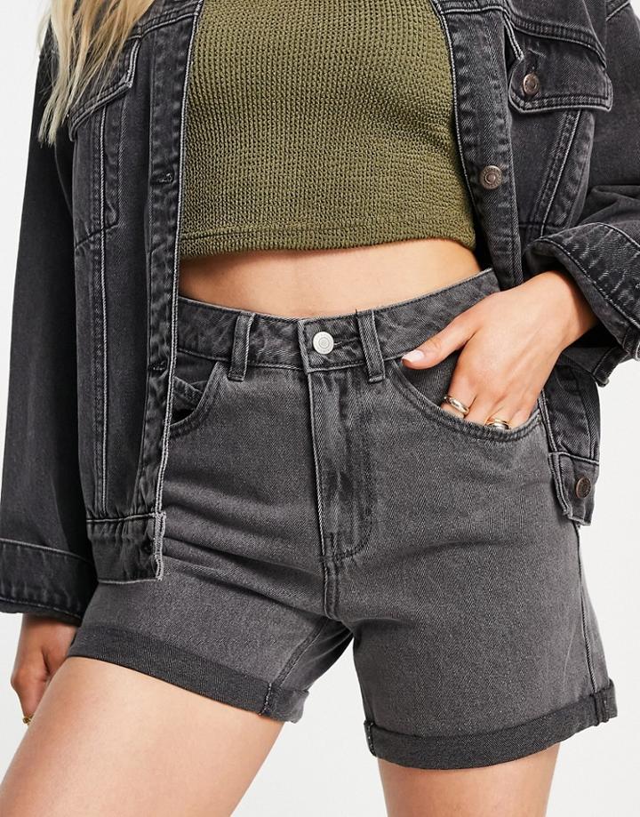 Vero Moda Denim Mom Shorts In Washed Gray