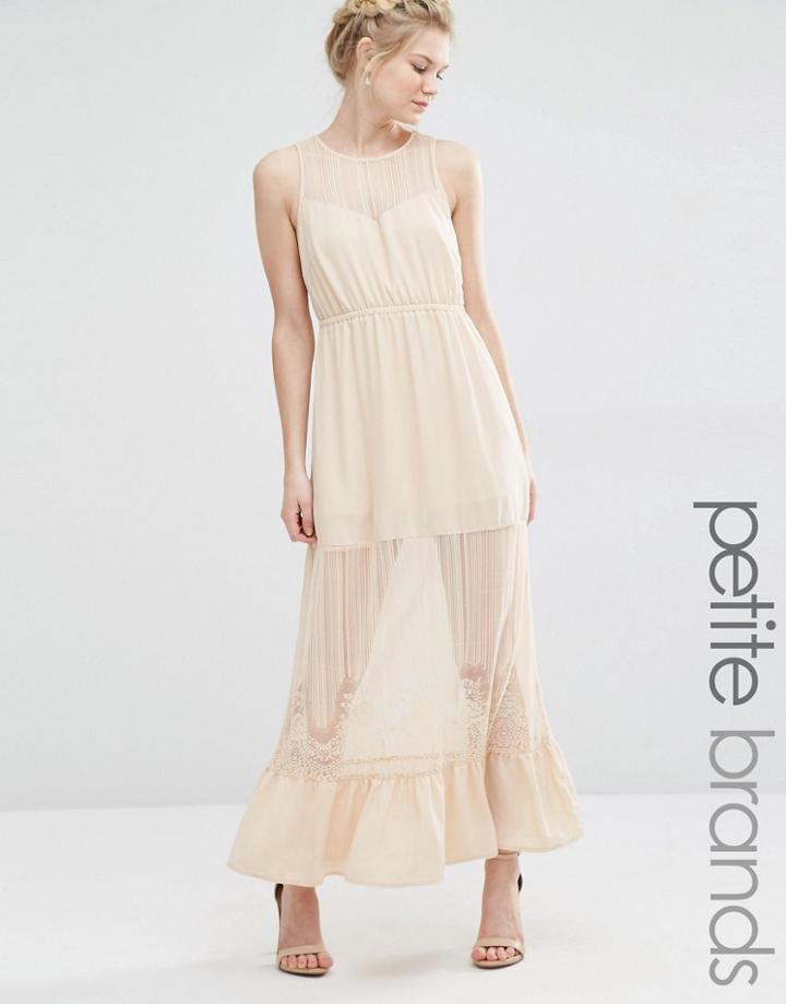 Vero Moda Petite Sheer Insert Maxi Dress - Ivory Cream