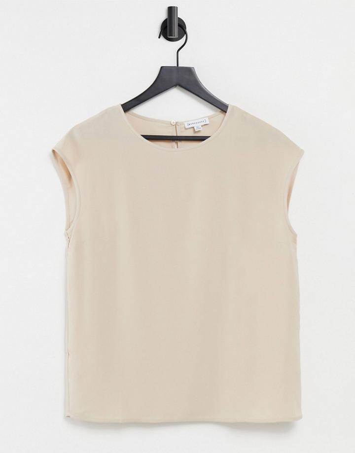 Warehouse Satin Tipped T-shirt In Mink-pink