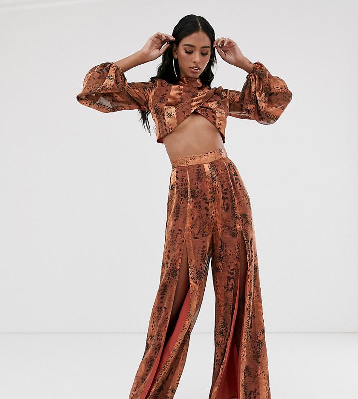 Asos Design Snake Print Burn Out Stripe Pants Two-piece - Multi