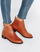 Faith Belle Zip Leather Ankle Boots - Tan