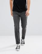 Asos Tapered Jeans In Washed Black - Black