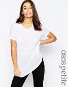 Asos Petite Contrast Ribbed Panel T-shirt - White