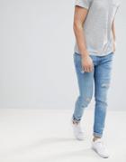 Jack & Jones Skinny Fit Jeans With Rip Distress Detail - Blue