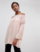 Love Long Sleeve Bardot Tunic - Pink