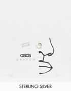 Asos Design Sterling Silver Hoop Nose Ring With Crystals In Gold Tone