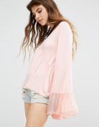 Rokoko Mesh Ruffle Top - Pink