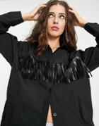 I Saw It First Oversized Fringe Shirt In Black