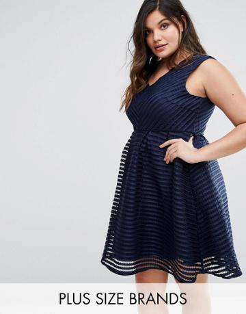 Yumi Plus Textured Scuba Dress - Navy