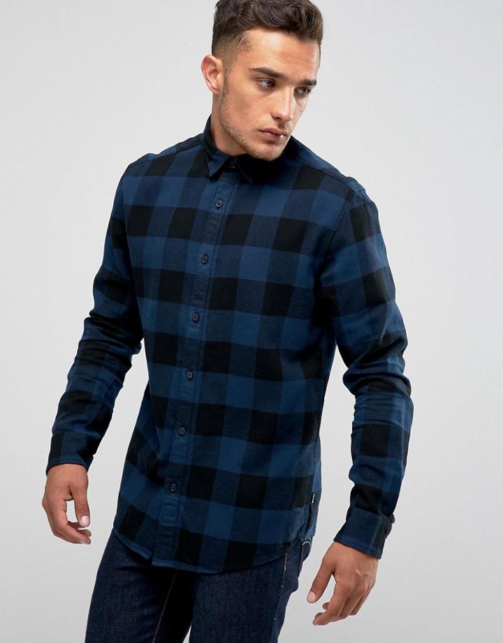 Only & Sons Check Shirt In Slim Fit - Navy