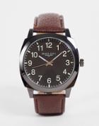 Brave Soul Full Figure Dial Watch In Black And Tan-brown