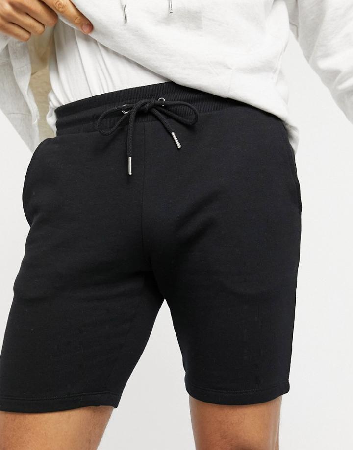 Asos Design Organic Jersey Skinny Shorts In Black