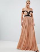 Rare Lace Bardot Maxi Dress - Pink
