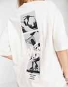 Asos Design Oversized Tee With Photographic Skate Graphic Print In Ecru-white