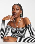 Stradivarius Halter Neck Cut Out Top In Stripe-multi