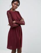 Y.a.s Lace Sleeved Dress - Red