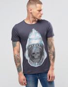 Blend Shark Skull Print Slim T-shirt - Navy