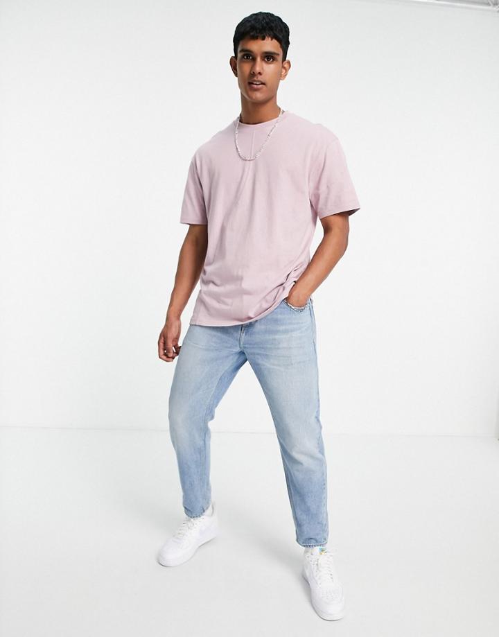 Topman Oversized Fit Panel T-shirt In Mauve-pink