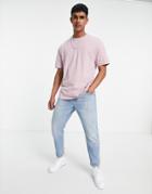 Topman Oversized Fit Panel T-shirt In Mauve-pink