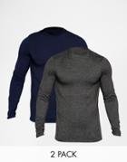 Asos Muscle Long Sleeve Top With Turtle Neck 2 Pack Save 21%