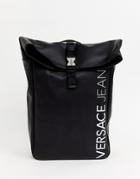 Versace Jeans Backpack With Logo Print - Black