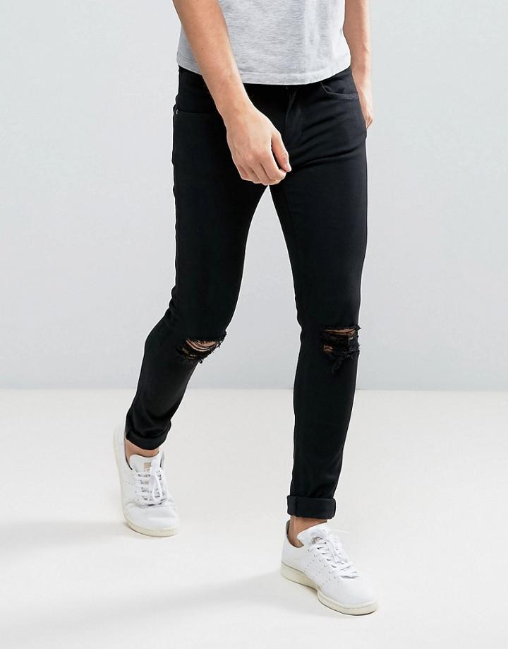 Dr Denim Leroy Jean Black Ripped Knees - Black