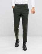 Asos Slim Suit Pant In Khaki In 100% Wool - Green