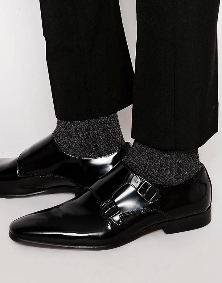 Kurt Geiger Root Leather Monk Shoe - Black