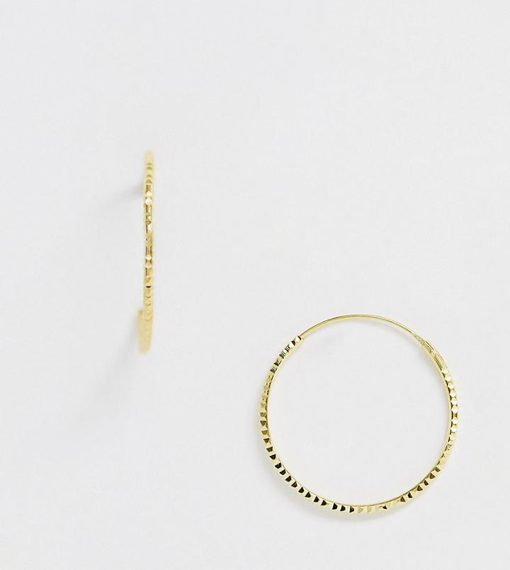 Kingsley Ryan Sterling Silver Gold Plated 25mm Sparkly Hoop Earrings