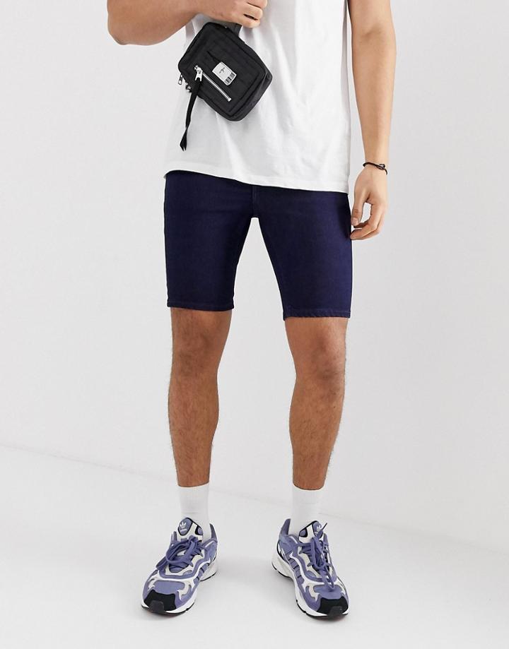 Asos Design Spray On Denim Shorts With Power Stretch In Indigo - Blue