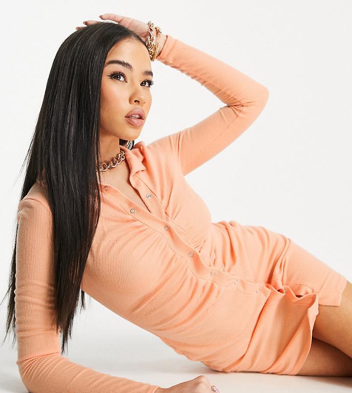 Missyempire Exclusive Collar Detail Ruched Front Mini Dress In Orange