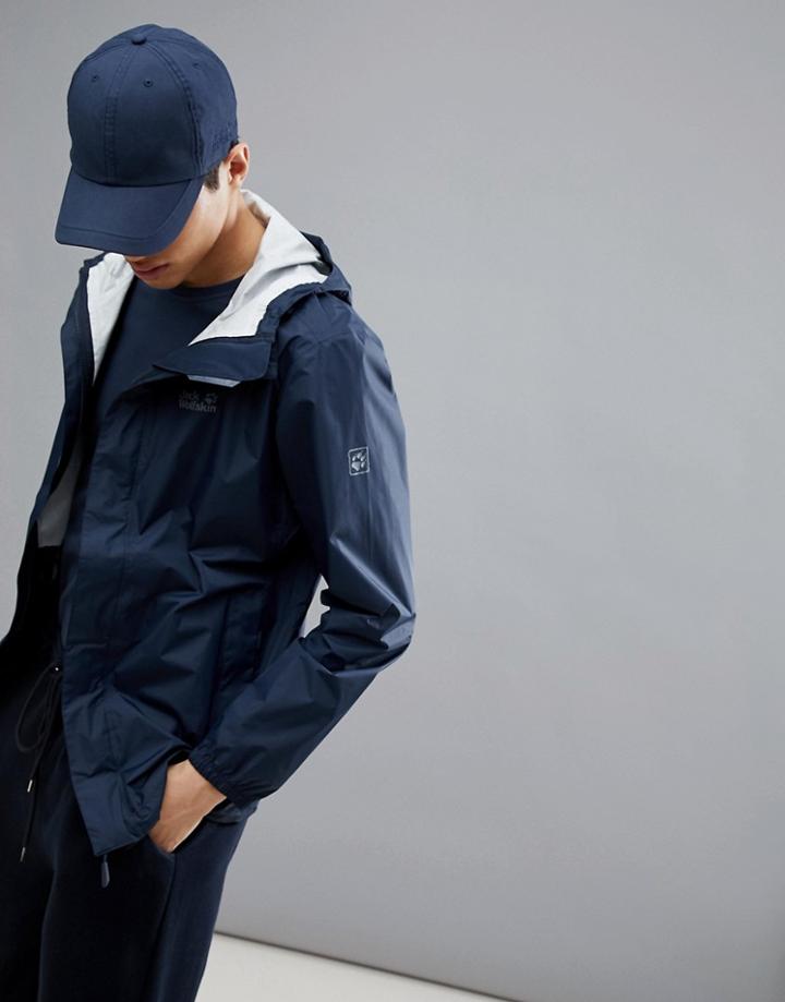 Jack Wolfskin Cloudburst Jacket In Navy - Navy