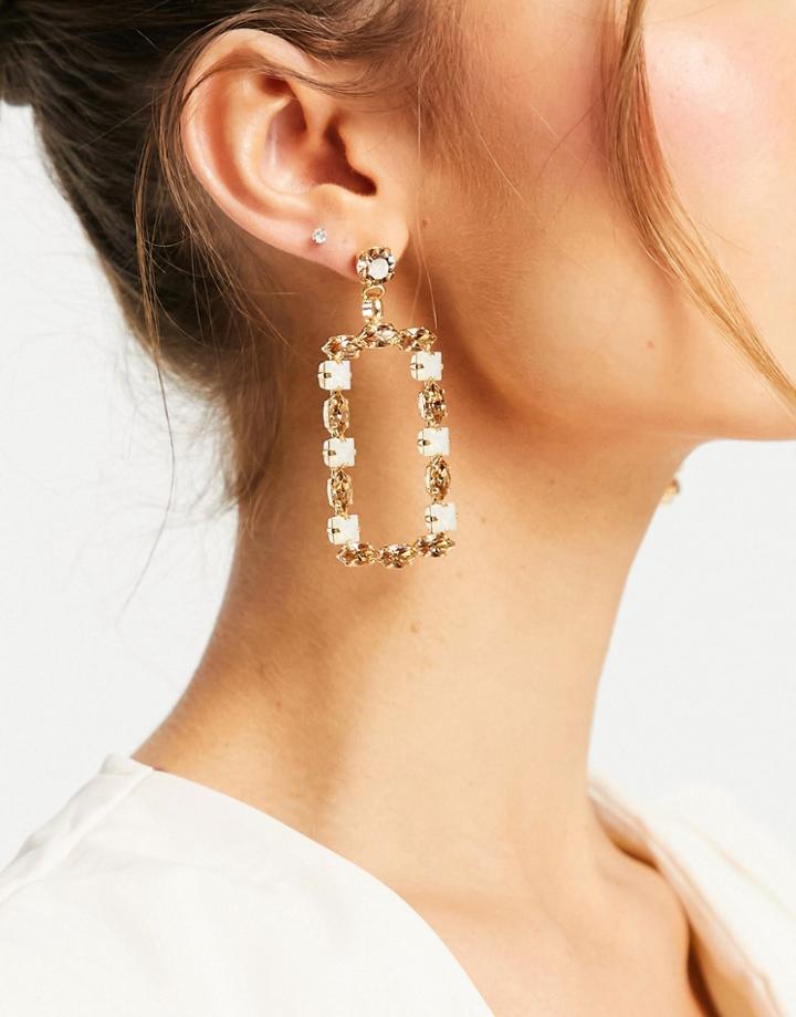 Krystal Swarovski Topaz Mix Statement Earrings-gold