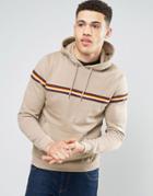Brave Soul Stripe Chest Hoodie - Tan