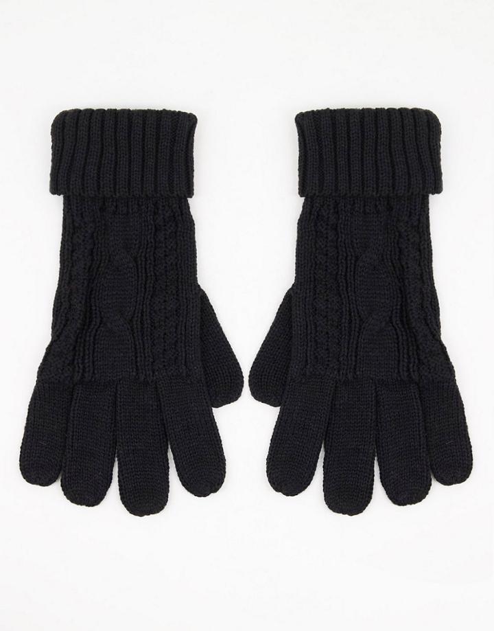 Boardmans Cable Knit Gloves In Black