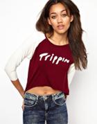 Your Eyes Lie Trippin Raglan Top - Red